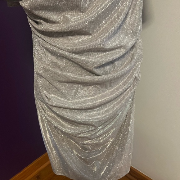 Betsy Adam Silver Shimmery Glittery Dress - Picture 4 of 10